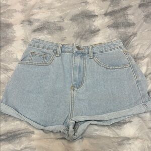 SHEIN Blue Jean Shorts High-Waisted Distressed